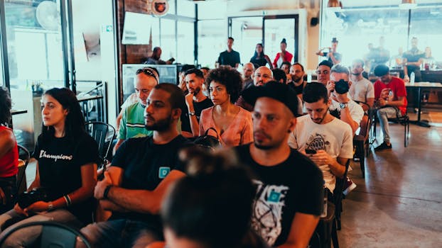 people networking at a conference